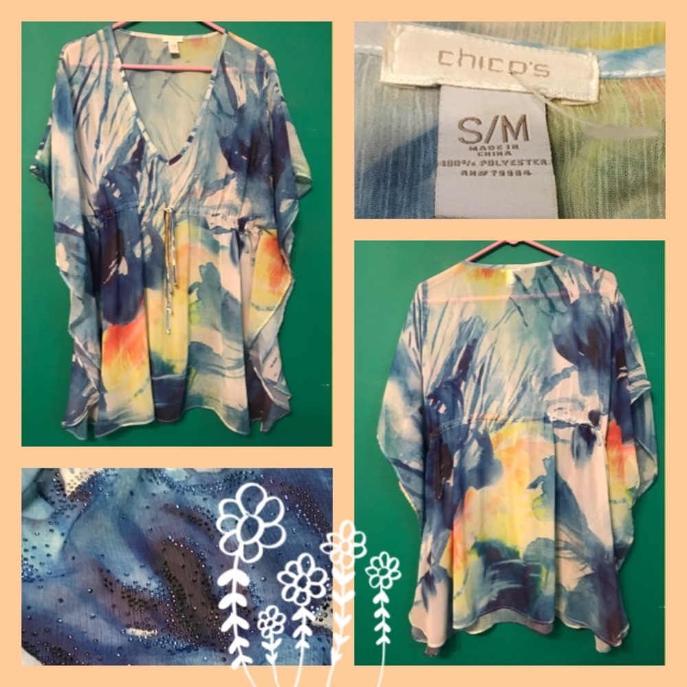 CHICOS MULTI-COLORED BLOUSE SIZE MEDIUM