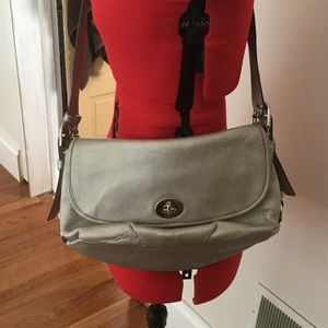 Authentic silver leather coach purse
