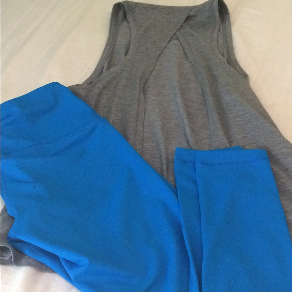 Gapfit  gray open back fitness tank.
