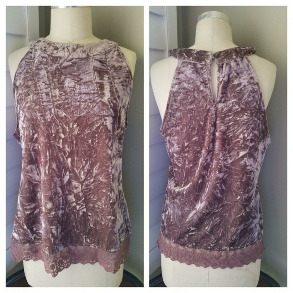 NWT Crushed Mauve Velvet Sleeveless Top