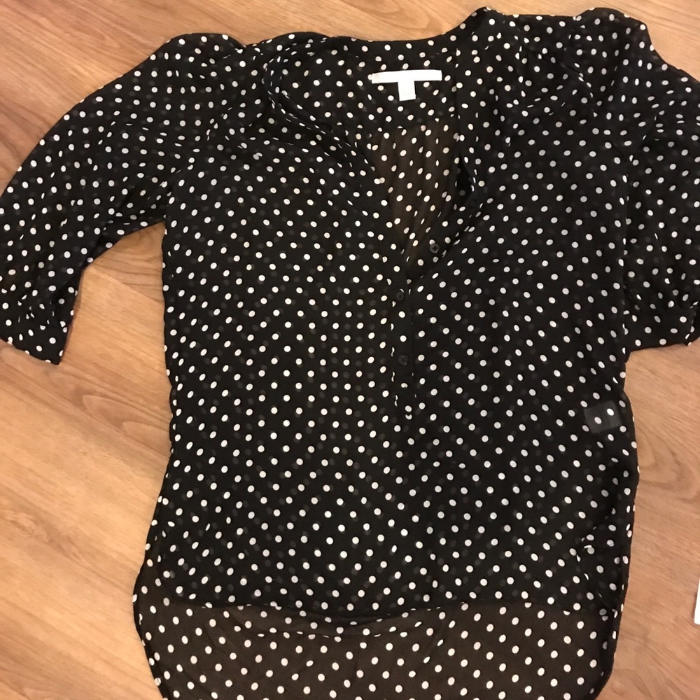LC Lauren Conrad Black and white polka dot blouse