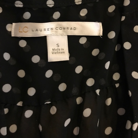 LC Lauren Conrad Black and white polka dot blouse - Picture 2 of 4