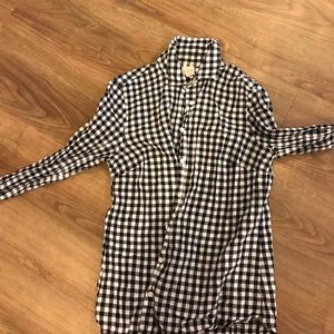 J. Crew Black and white plaid button down