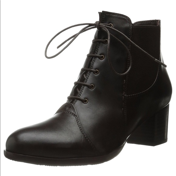 Leather Lace Up Heeled Combat Boot - Picture 2 of 4
