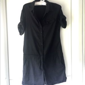 Theory black linen romper