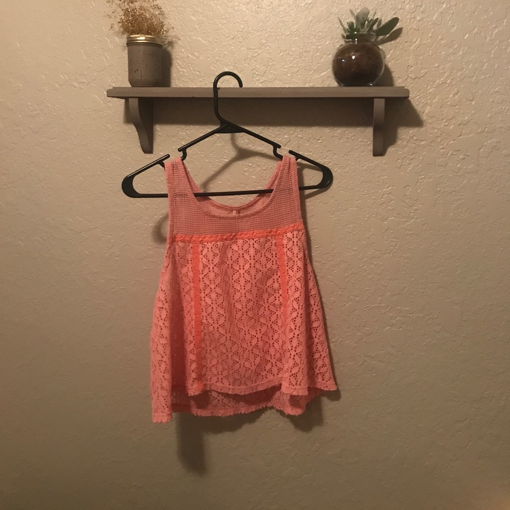 Pink Free People mesh tank