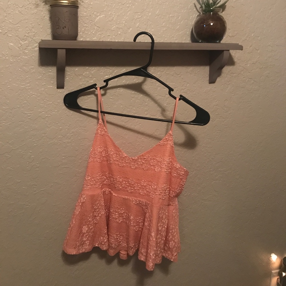 Pink lace tank top