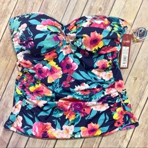 Merona size small Floral tankini top NWT