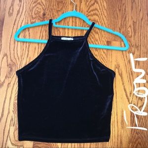 Navy Velvet Crop Top