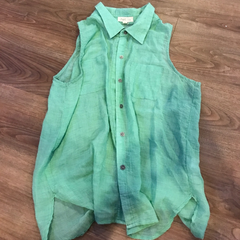 Just Living Green button down top