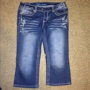 Dark Wash with Light Wash Accents Capris
