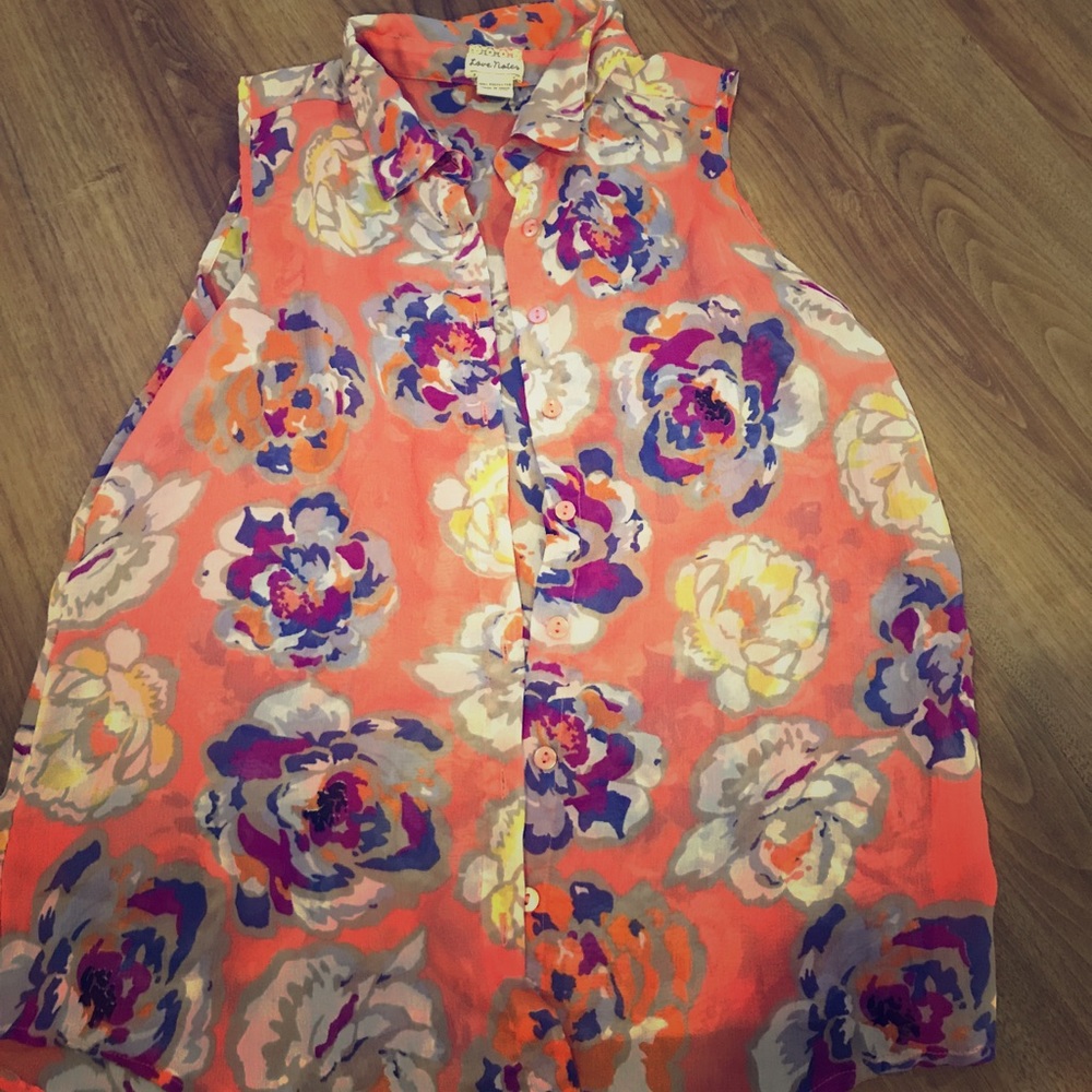 Floral button down top