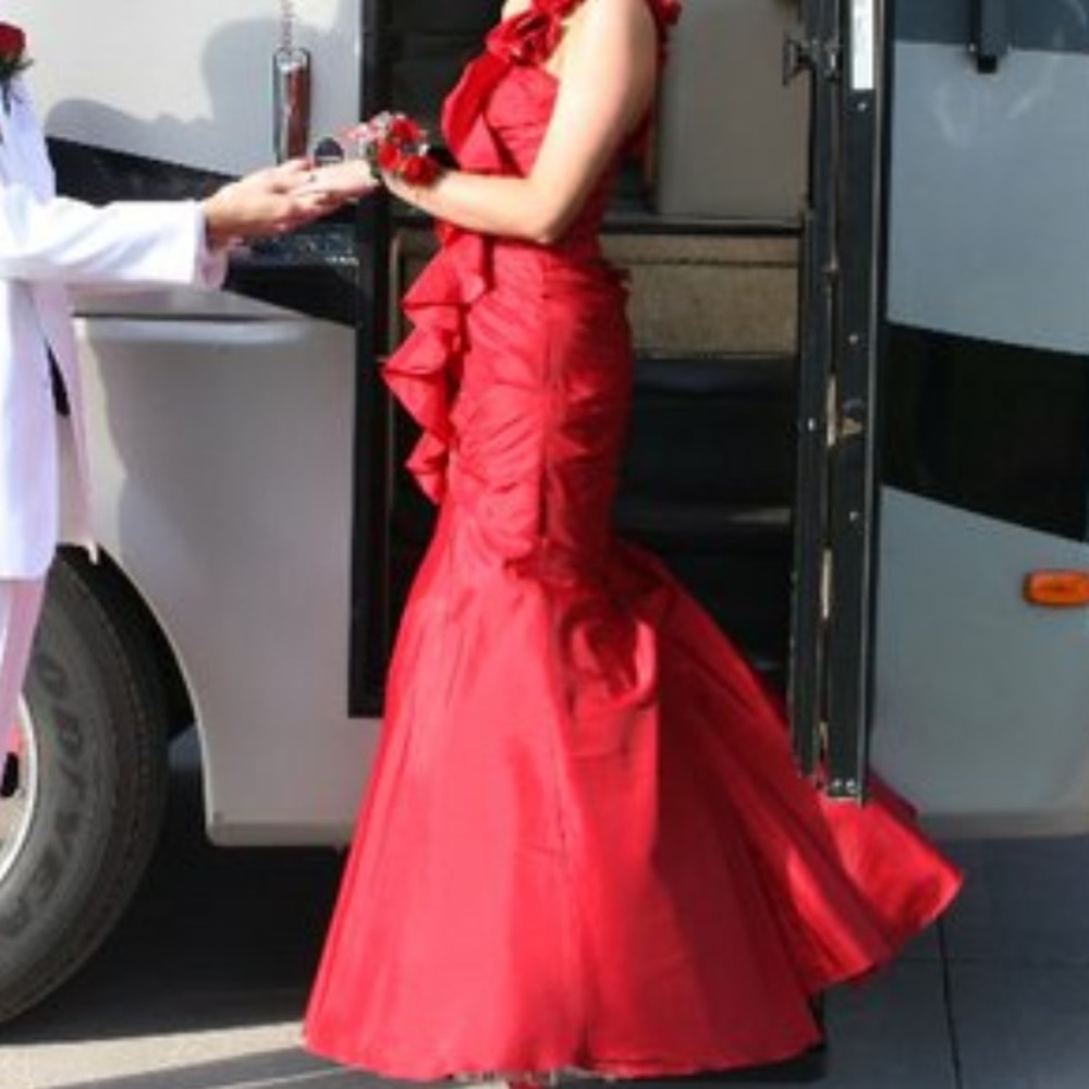 Red Mori Lee Prom Dress.