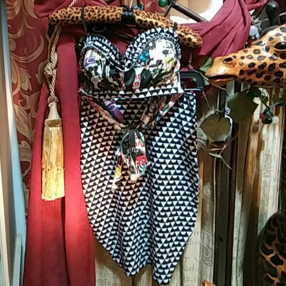 Custom two piece skirt and halter bra set