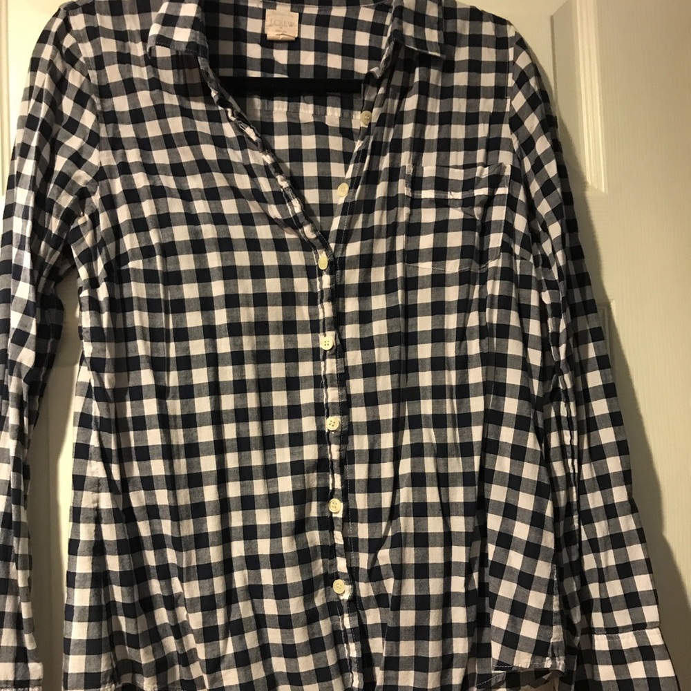 Checkered navy button-down