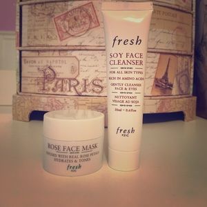 Rose face mask and soy face cleanser by fresh