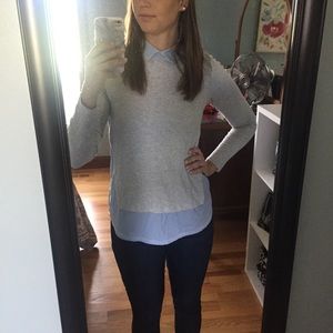 Grey and blue striped shirt