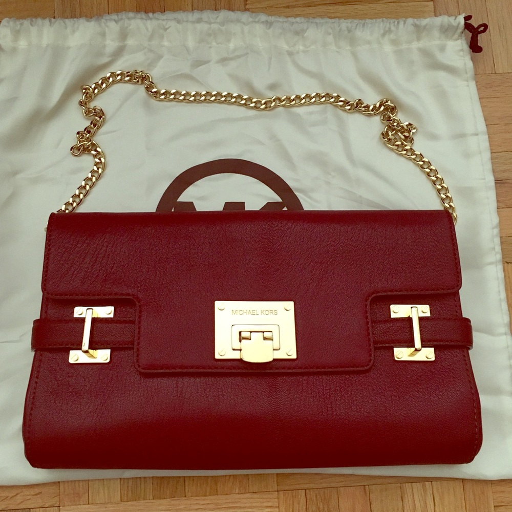 Michael Kors Burgundy Clutch Bag