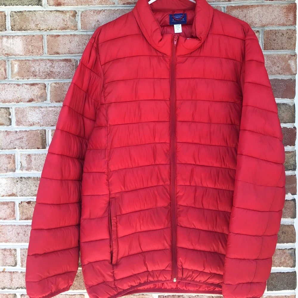 NWOT Men's Red Full Zip Puffer Jacket Size Medium