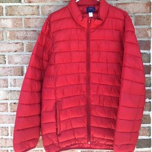 NWOT Men's Red Full Zip Puffer Jacket Size Medium