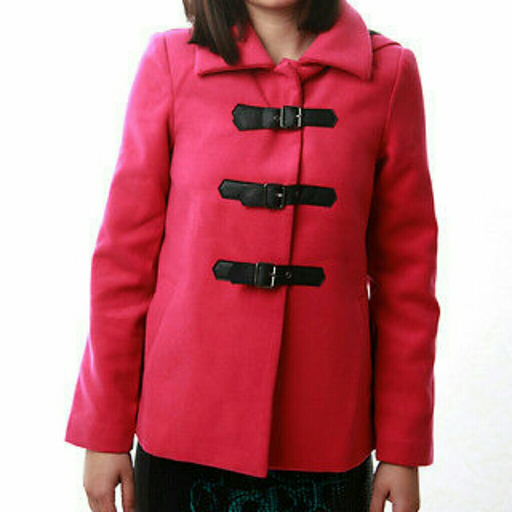 NWT Iron Fist pink peacoat jacket hoodie sweater xsmall buckle closure winter