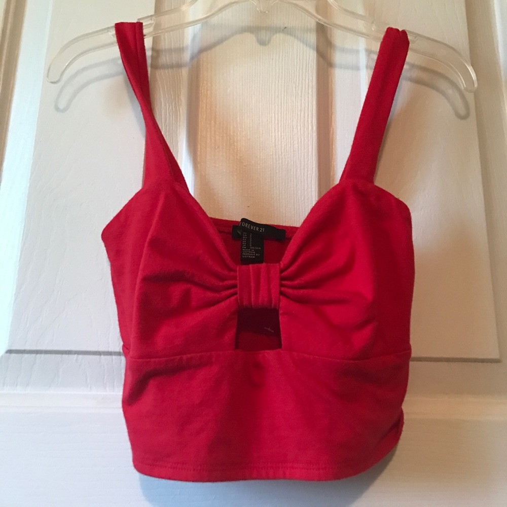 Cute red bow-tie crop top. NEVER WORN