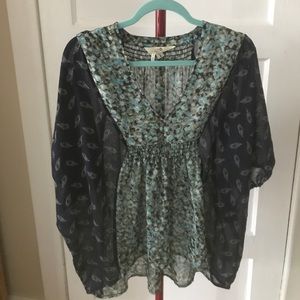 Tunic shirt with peacock feathers size L