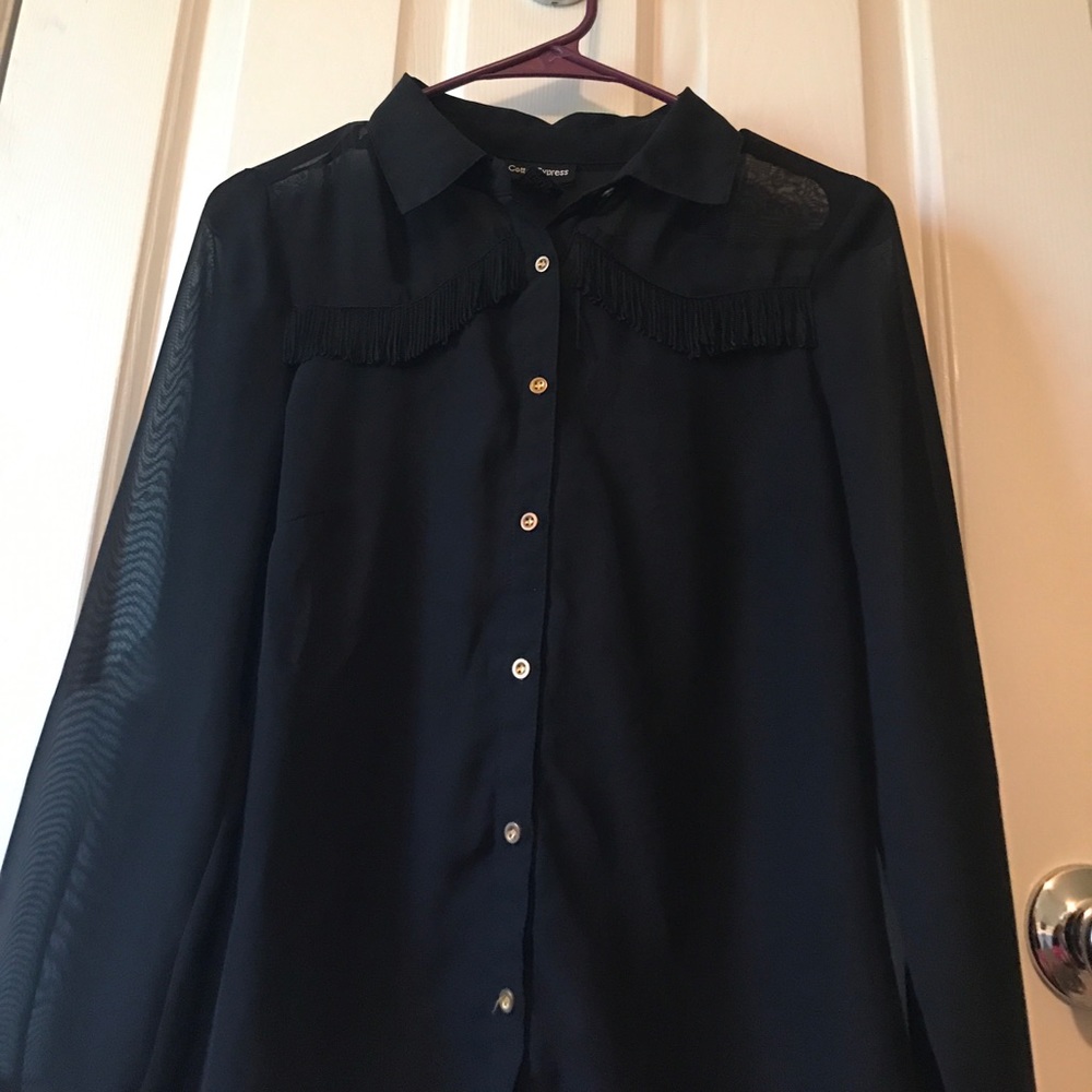 Black blouse with tassels