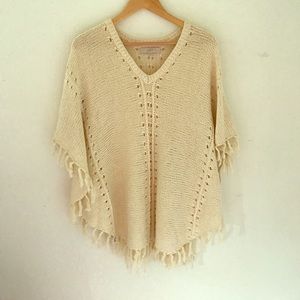 Loft fringe sweater poncho