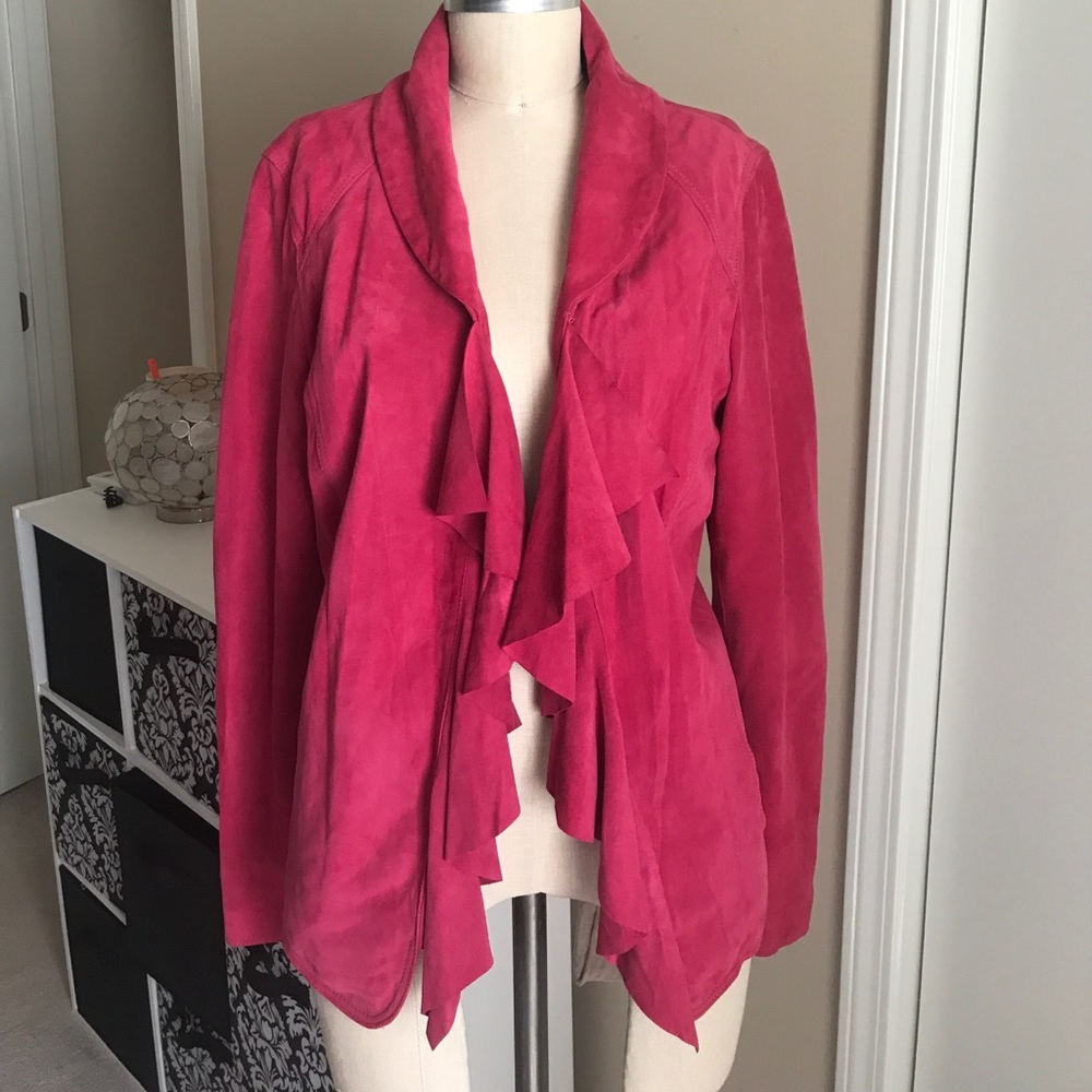GENUINE SUEDE WHBM pink statement jacket