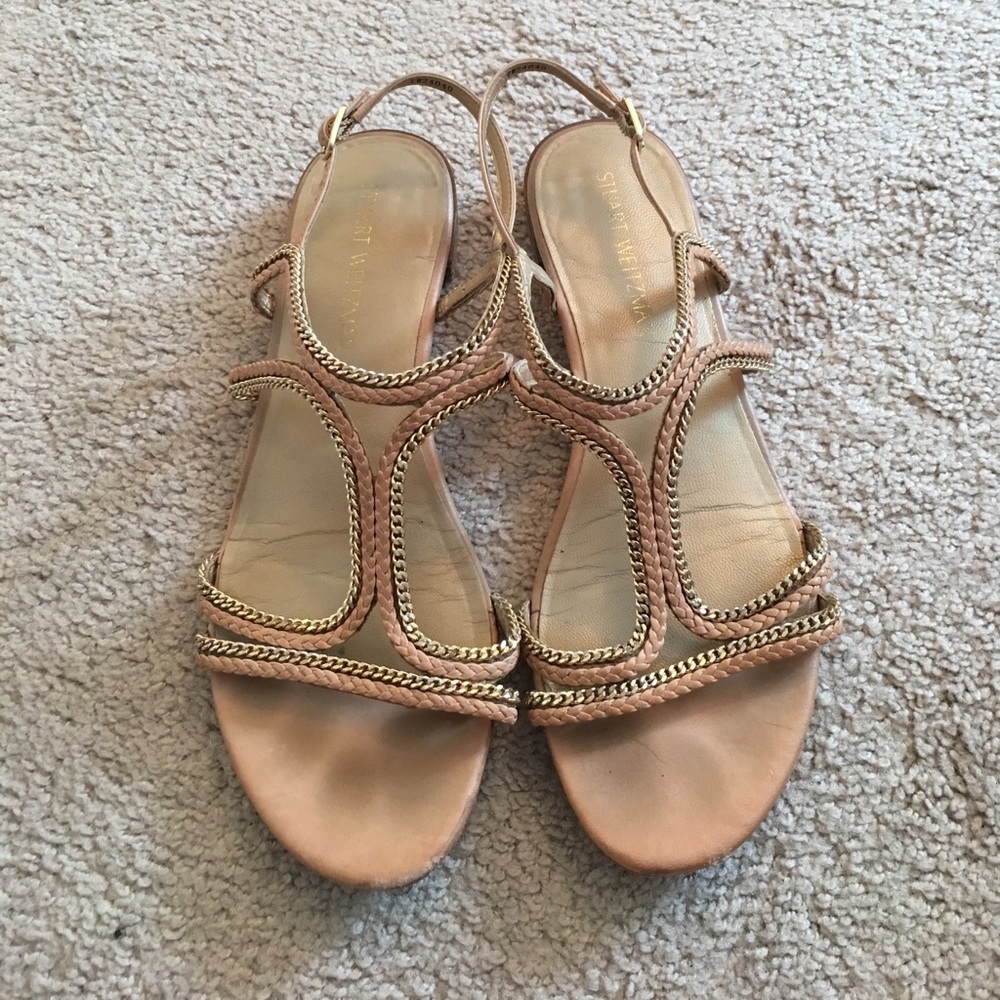 Stuart Weitzman nude/gold sandals
