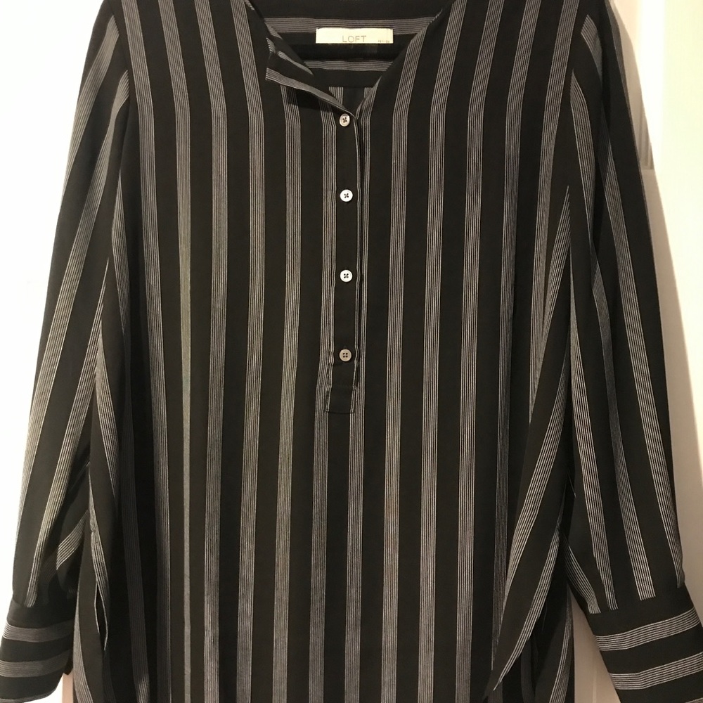 Black with white/gray  striped blouse