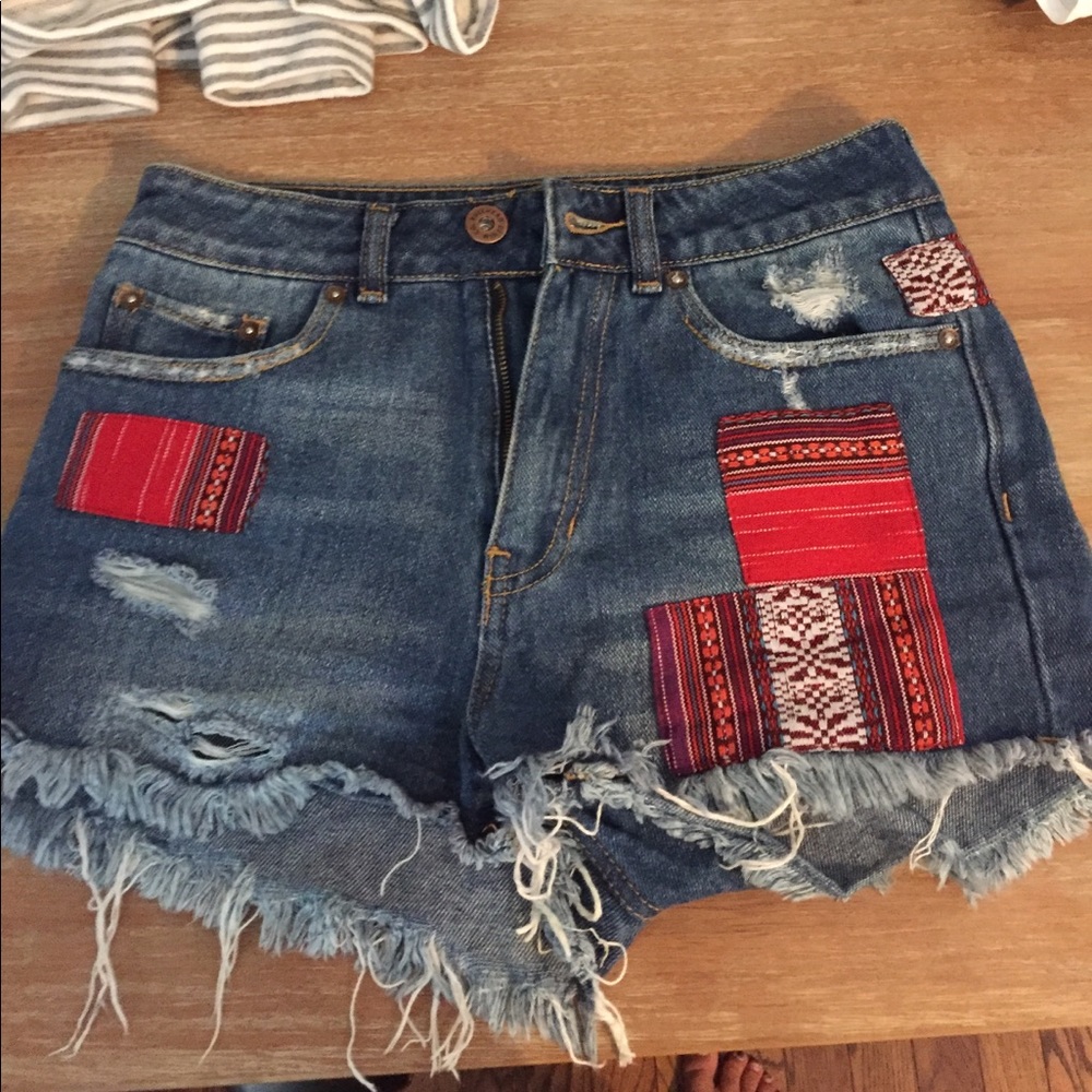 Size 1 PacSun denim patchwork shorts