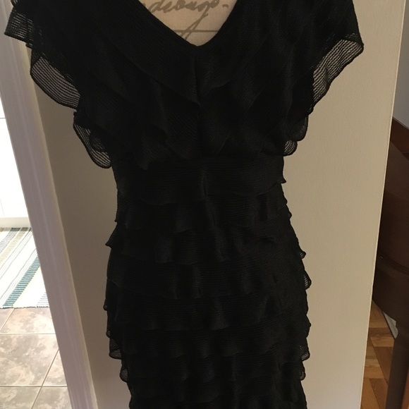 Little Black Tiered Ruffle Dress Size S - Picture 3 of 8