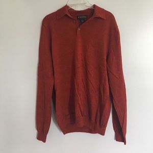red long sleeve collared button shirt