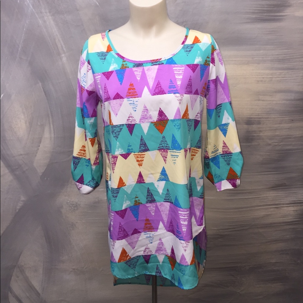 Multicolored Dress with Geometric Pattern
