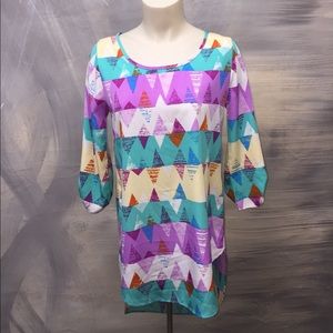 Multicolored Dress with Geometric Pattern