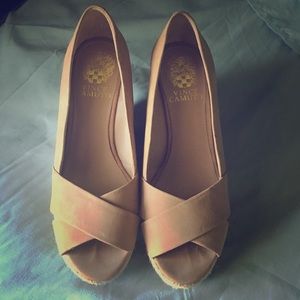 Vince Camuto Espadrille Wedges in tan suede