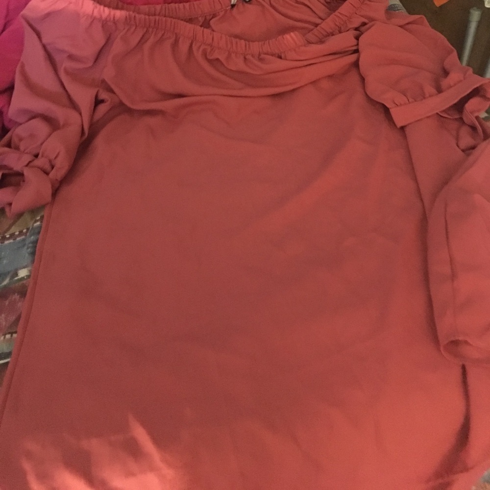 A comfortable dark corral dress