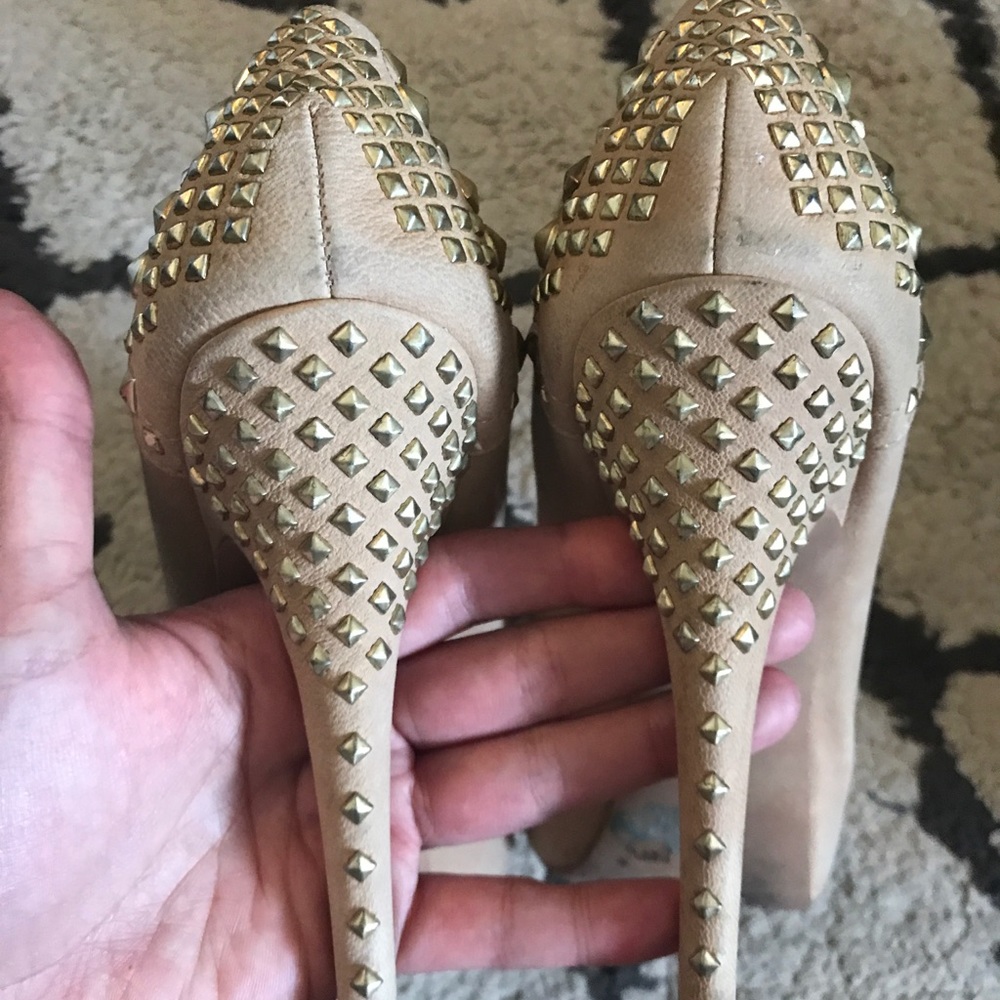 Vince Camuto Platform Studded Peep Toe Heels