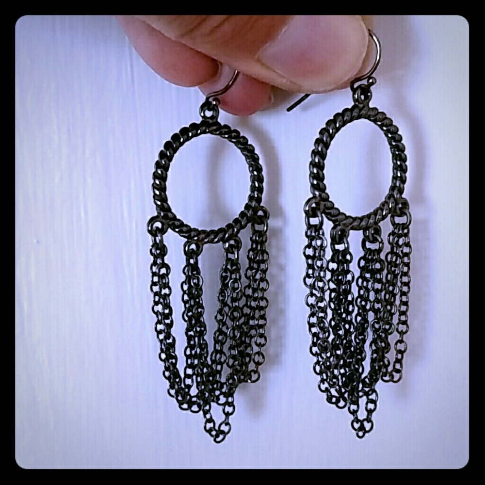 Gunmetal chain earrings