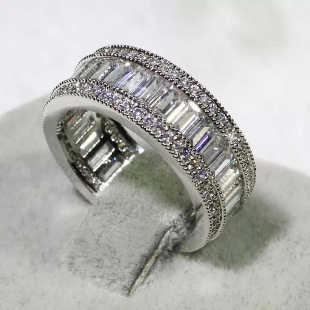 18k White Gold Filled CZ Wedding Band Ring