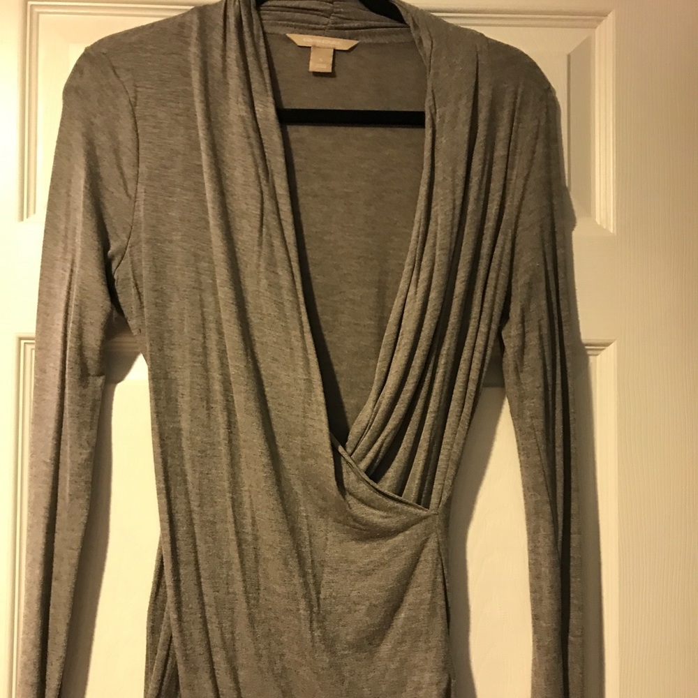 Gray wrap blouse