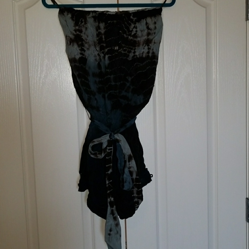 Guess tube top tie waist shorts romper tie dye
