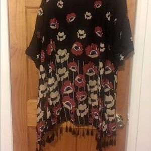 Poppy flower print kimono