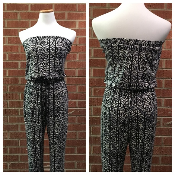 Black and white tribal aztec jumpsuit romper - Picture 7 of 8