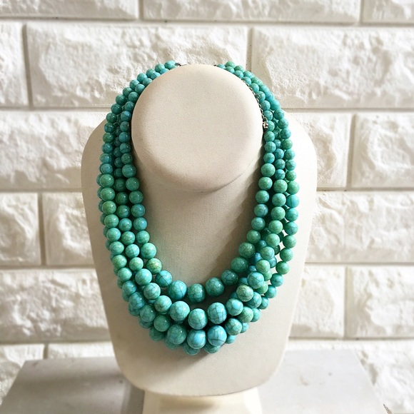 Handmade turquoise multi strand necklace - Picture 4 of 6