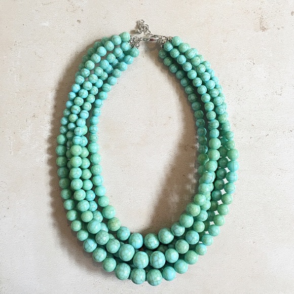 Handmade turquoise multi strand necklace - Picture 6 of 6