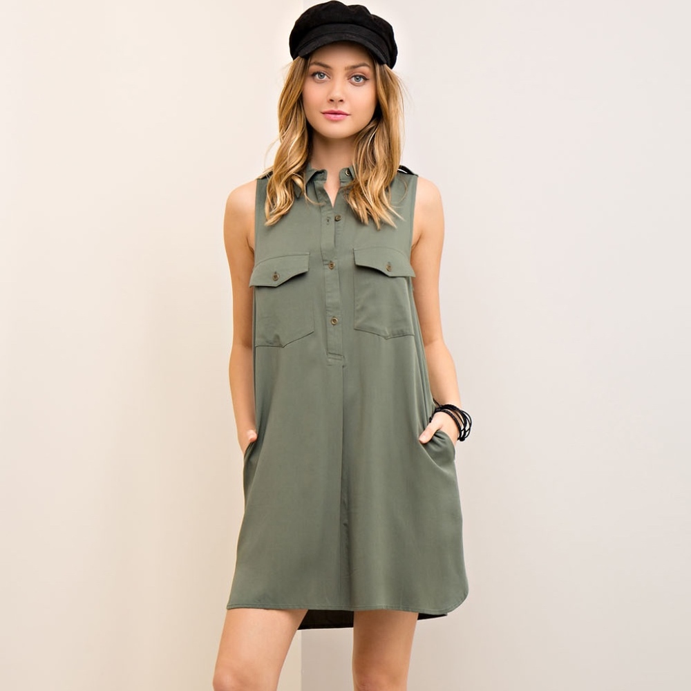 Sleeveless Olive Dress  NWT