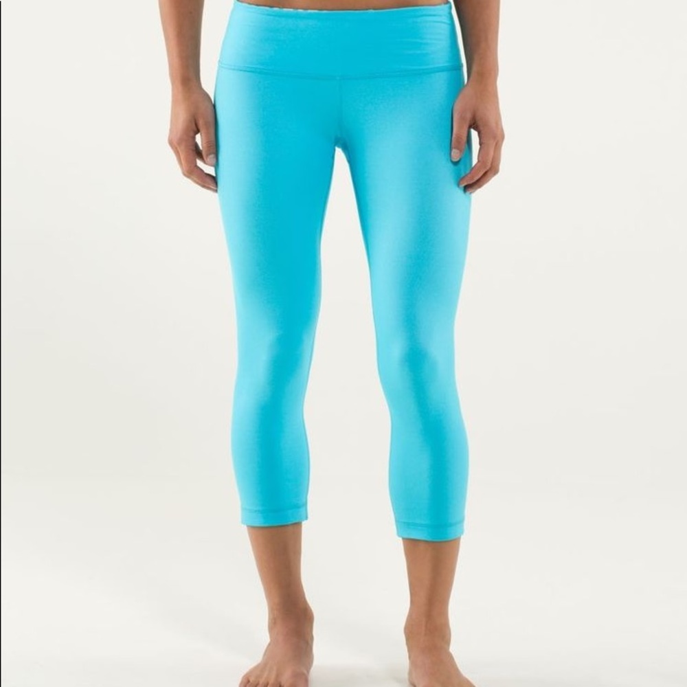 Rare lululemon wunder under crops denim spry 4